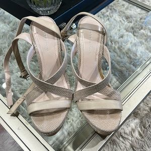BCBG strappy wedges